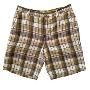 Tommy‎ Bahama RELAX 35x9.5 Brown Plaid Linen Men's Casual Beach Shorts